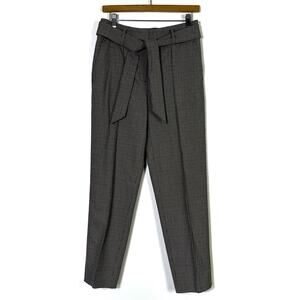 Loft Black and White Check Belted Pant Size 4 EUC